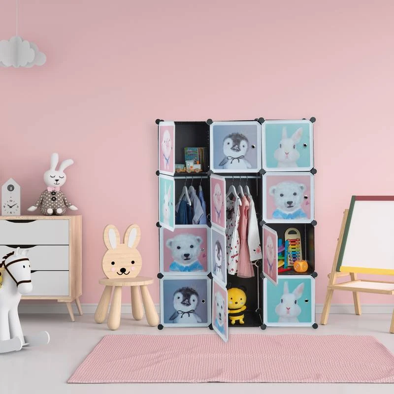 Armoire Enfant Modulable 8 Cubes Noir â Image 2