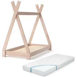 Lit Cabane Tipi Nature Avec Matelas