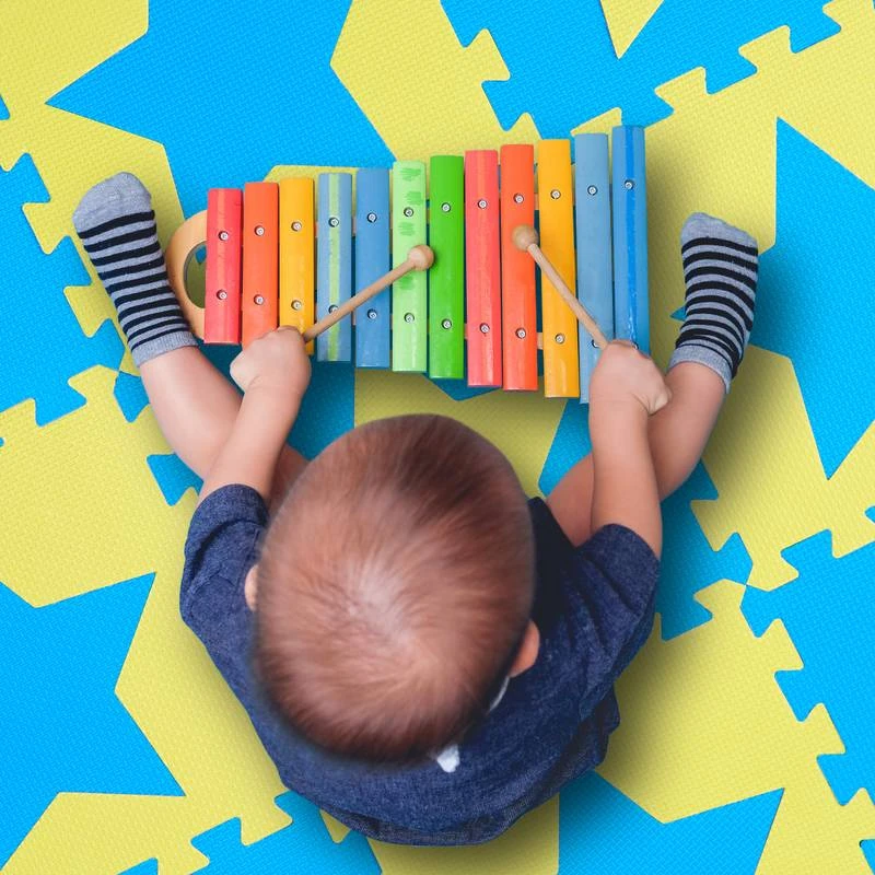 9x PiĂšces De Tapis De Jeu Bleu-jaune â Image 5