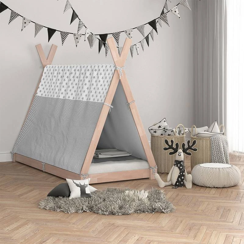 Lit Cabane Tipi 200x90cm Nature & Toile â Image 3