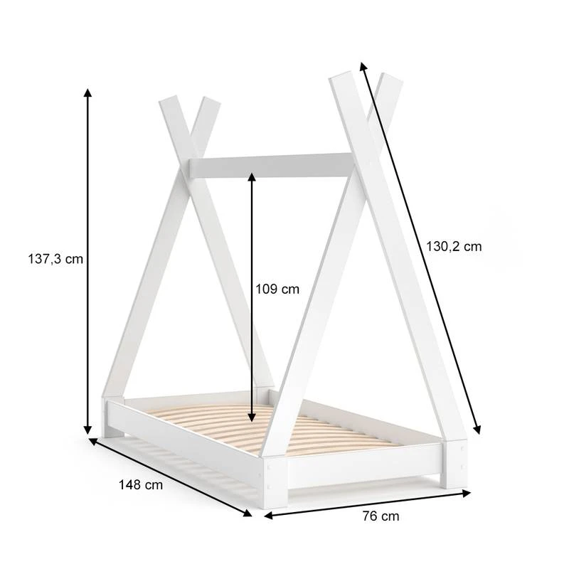Lit Cabane Tipi 140x70cm Blanc â Image 7