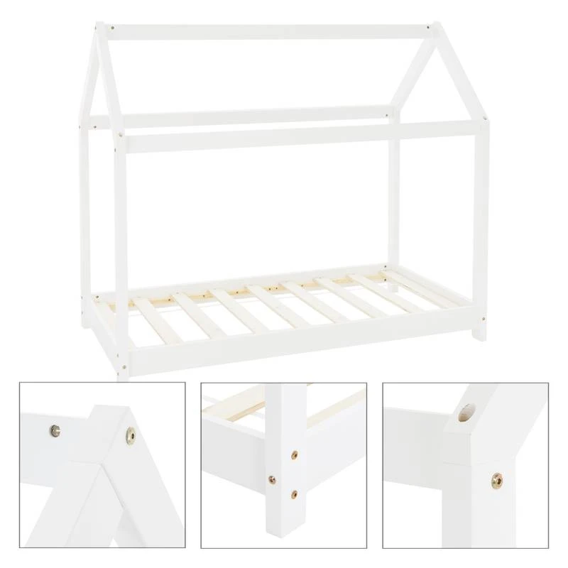 Lit D'enfant Avec Toit 80x160 Cm Blanc â Image 5