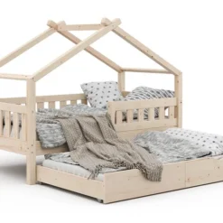 Lit Gigogne Cabane Design 160cm Nature