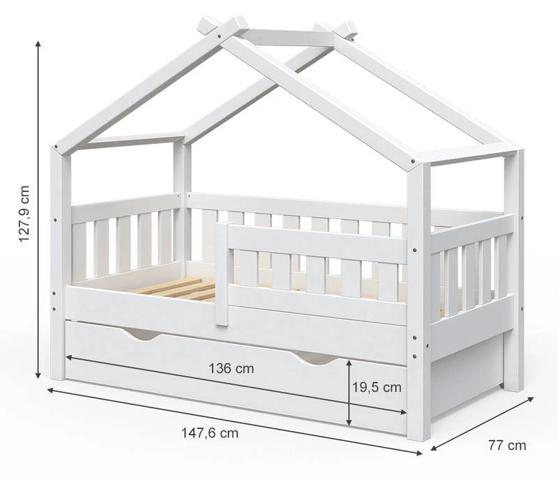 Lit Gigogne Cabane Design 140x70cm Blanc â Image 7
