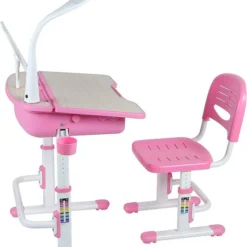 Bureau Ergonomique Avec Une Chaise Rose