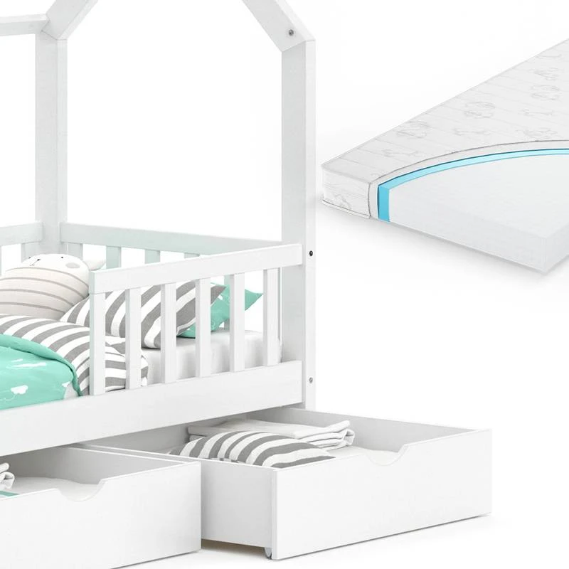 Lit Cabane Wiki Avec Matelas, 2 Tiroirs â Image 6