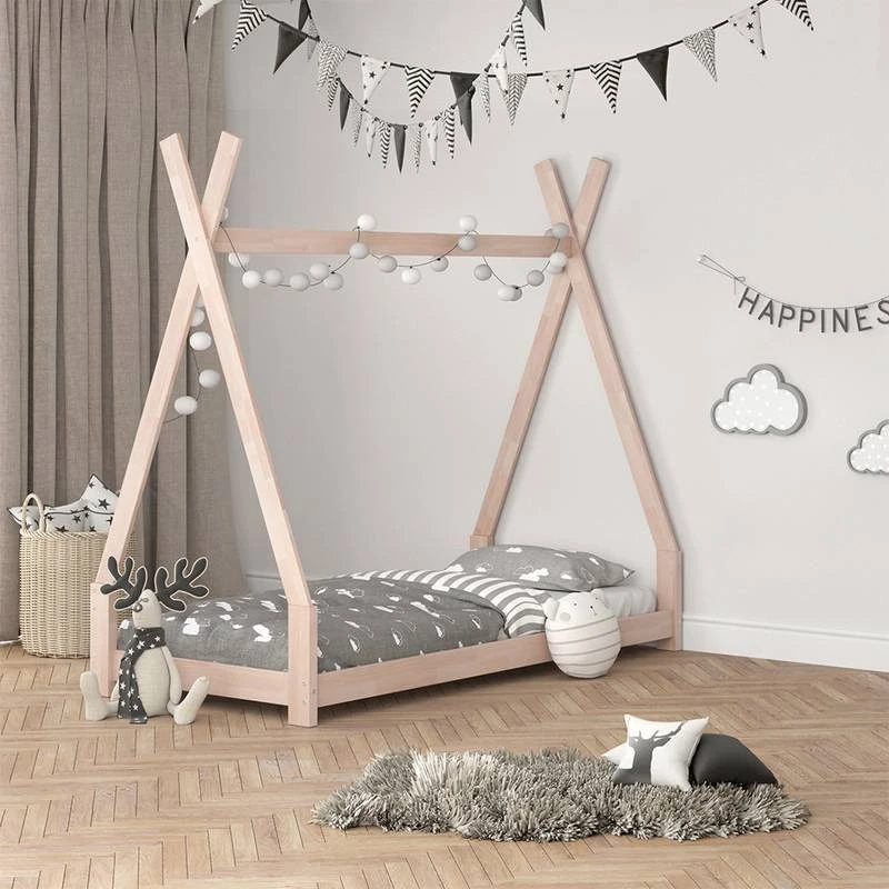 Lit Cabane Tipi 200cm Nature & Matelas â Image 2