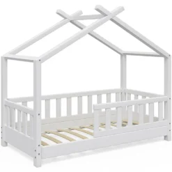 Lit Cabane Design 70x140cm Blanc