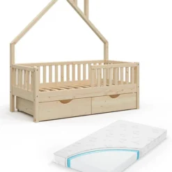 Lit Cabane Noemi 140cm, Matelas & Tiroir