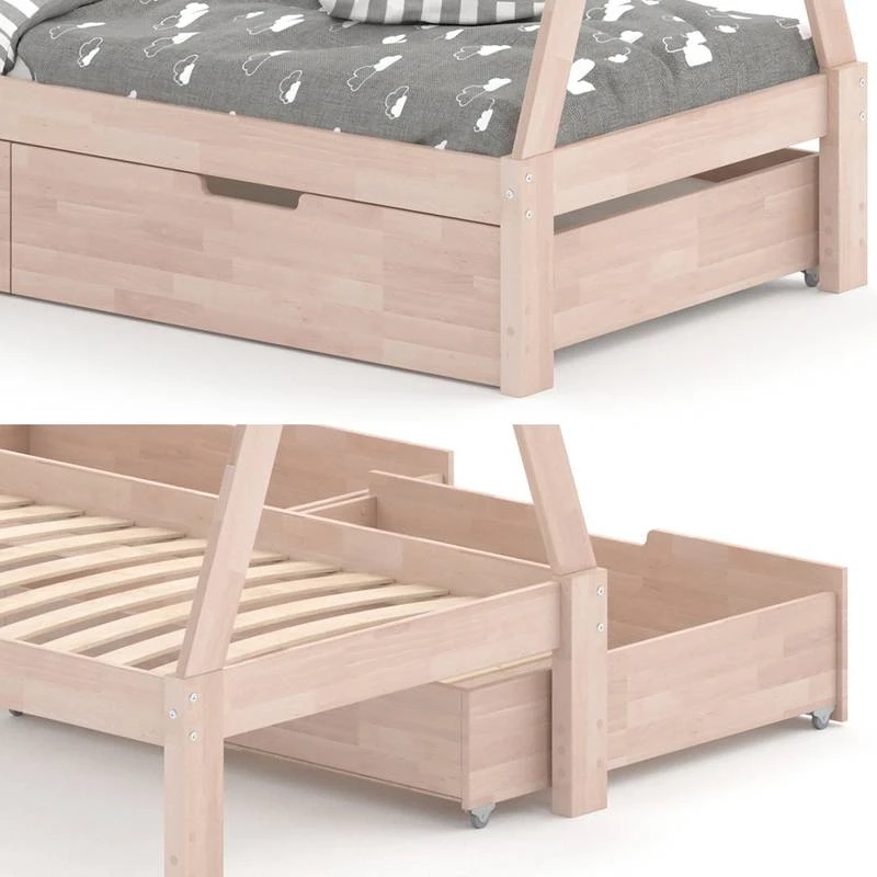 Lit Cabane Tipi 200cm Nature & 2 Tiroirs â Image 5