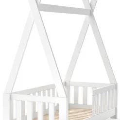 Lit Cabane Tipi Blanc à Barreaux