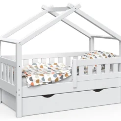 Lit Gigogne Cabane Design 140x70cm Blanc