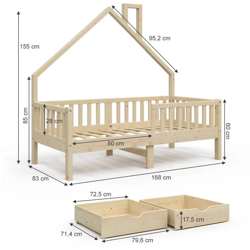 Lit Cabane Noemi 80x160cm Avec Tiroir â Image 6