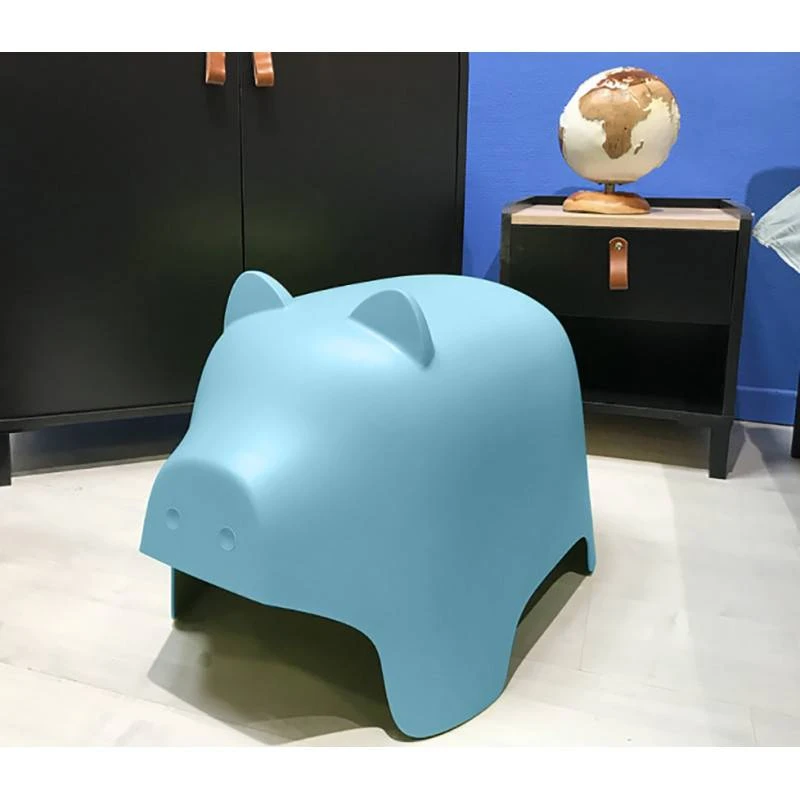 Chaise Enfant En Plastique Bleu - COCHON â Image 2