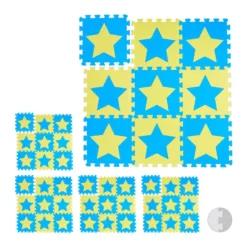45x Pièces De Tapis De Jeu Bleu-jaune