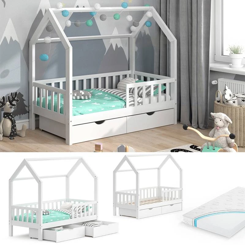 Lit Cabane Wiki Avec Matelas, 2 Tiroirs â Image 4