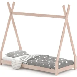 Lit Cabane Tipi 200x90cm Nature Reglable