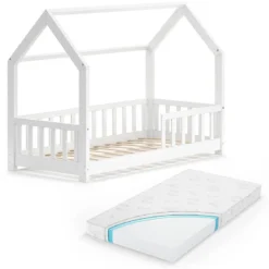 Lit Cabane Wiki 160cm Barreaux, Matelas