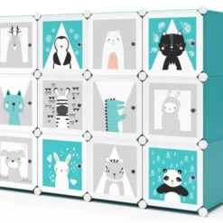 Armoire Andy Bleu Modulable Grande