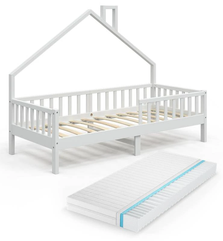 Lit Cabane Noemi 200 Cm Blanc & Matelas
